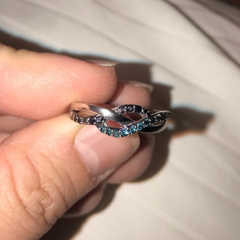 Black and Blue Diamond Ring